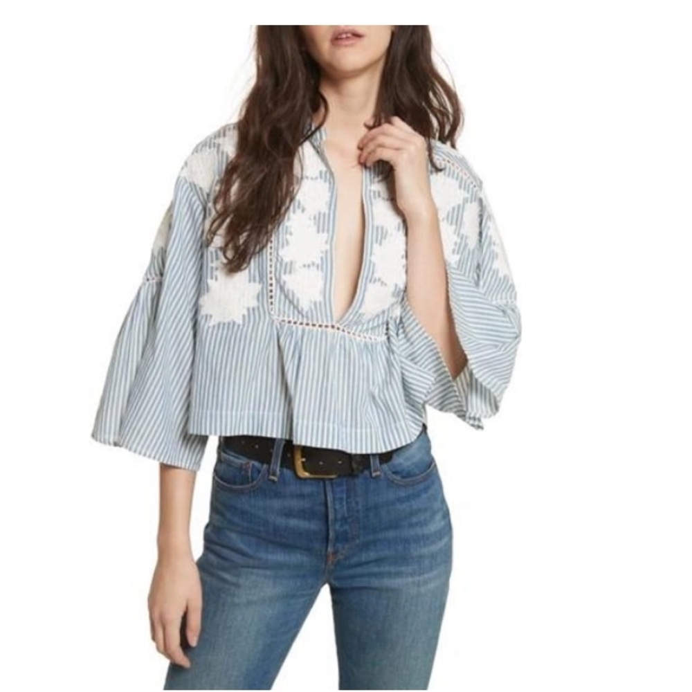 Liya Embroidered Blouse In Blue
